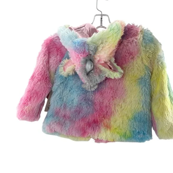 NWT Chenault Multicolor Unicorn Kids Furry Puffer Jacket - Picture 4 of 6
